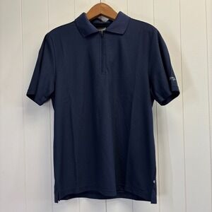 Craft Mens Preppy Golf 1/4 Zip Polo Shirt Size M Navy Classic Business Casual